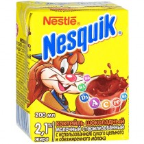 Молоко шоколадное 'Nesquik' (Несквик) стерилизованное 2,1% 0,2л пакет