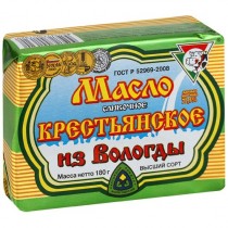 Масло сливочное 'Из Вологды' Крестьянское 72,5% 200г фольга Россия