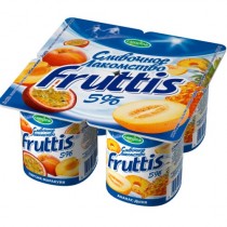 Йогурт 'Fruttis' (Фруттис) Сливочное лакомство персик-маракуйя и ананас-дыня 5,0% 115г (1шт) Campina