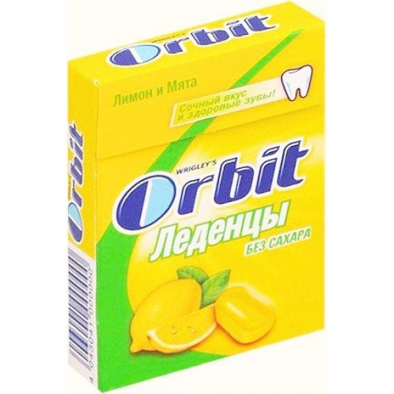 Леденцы 'Orbit' (Орбит) лимон и мята 35г без сахара