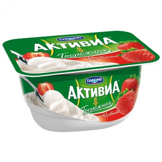 Творожок 'Активиа' 4,2% клубника 130г пл.стакан Danone