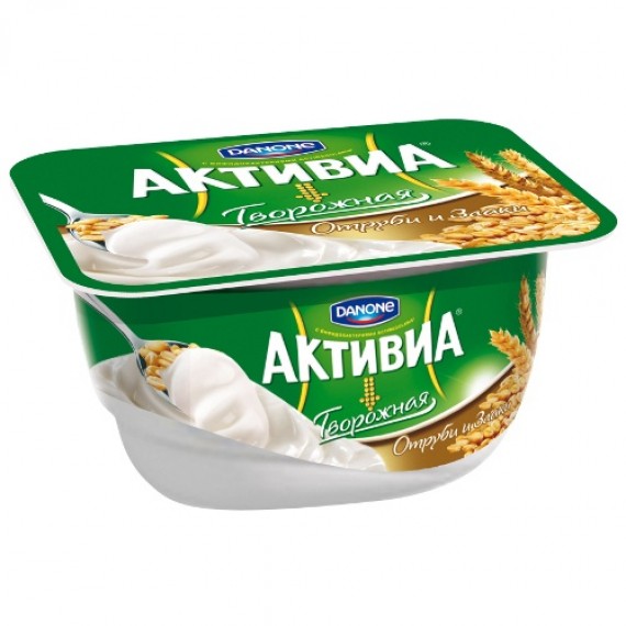 Творожок 'Активиа' 4,5% отруби и злаки 130г пл.стакан Danone