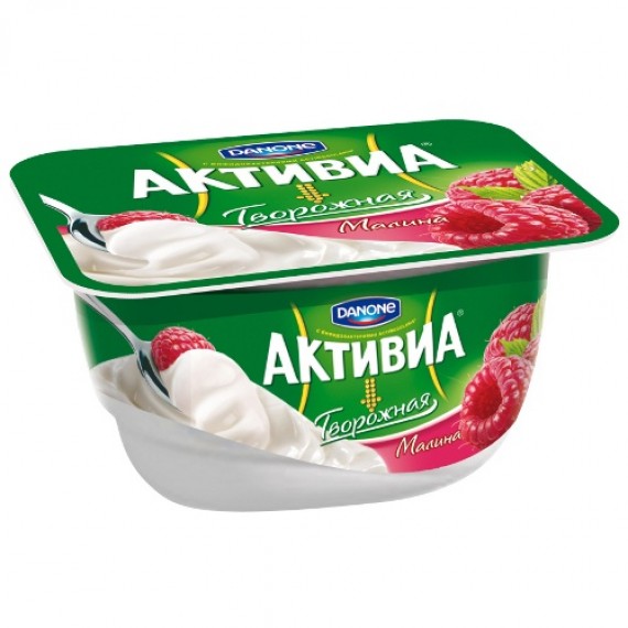 Творожок 'Активиа' 4,2% малина 130г пл.стакан Danone