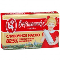 Масло сливочное 'Останкинское' 82,5% 200г высший сорт