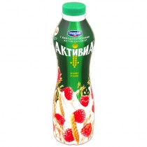 Йогурт питьевой 'Активиа' 2,1% малина-злаки 690г пл.бутылка Danone