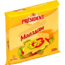Сыр плавленый 'President' (Президент) Мастер Бутерброда мааздам 40% 150г 8-ломтиков
