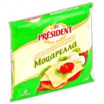 Сыр плавленый 'President' (Президент) Мастер Бутерброда моцарелла 45% 150г 8-ломтиков