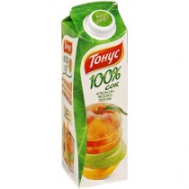 Сок 'Тонус' 100% апельсин, яблоко, персик с мякотью для детского питания 0,9л