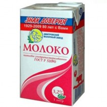 Молоко 'Дмитровское' питьевое стерилизованное 3,2% 1,0л TetraPak