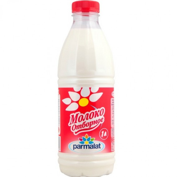 Молоко 'Parmalat' (Пармалат) отборное 3,4-6% пастеризованное ГОСТ 1,0л пл.бутылка