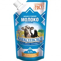 Молоко сгущенное 'Алексеевское' цельное с сахаром 8,5% 270г дойпак