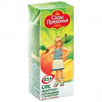 Сок 'Сады Придонья' яблочно-персиковый с мякотью 0,2л Tetra Brik