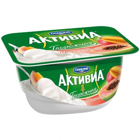 Творожок 'Активиа' 4,2% манго и папайя 130г пл.стакан Danone