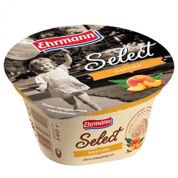 Йогурт 'Ehrmann' (Эрманн) Select персик 2,0% 140г