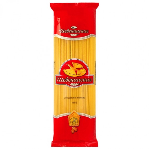 Макаронные изделия 'Шебекинские' спагетти тонкие №2 450г Россия