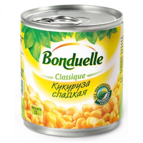 Кукуруза 'Bonduelle' (Бондюэль) сладкая 150г ж/б